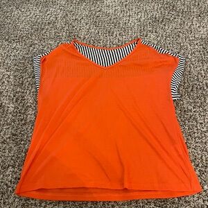 Orange V-Neck Women's Top